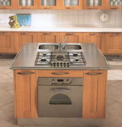 Cucina stile contemporaneo design con antine in ciliegio